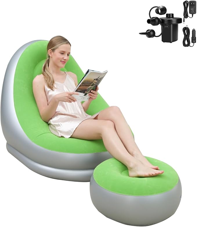 STARBRILLIANT Inflatable Deck Chair with Air Pump Lounger Sofa for Indoor Living Room Bedroom Outdoor Travel Camping Picnic Beach Chaise Lounges…