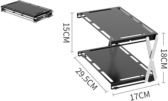 Camping Foldable Storage Rack Outdoor Tabletop Camping Stand Portable Easy to Install Cookware Storage Rack for Barbecue Double Layers