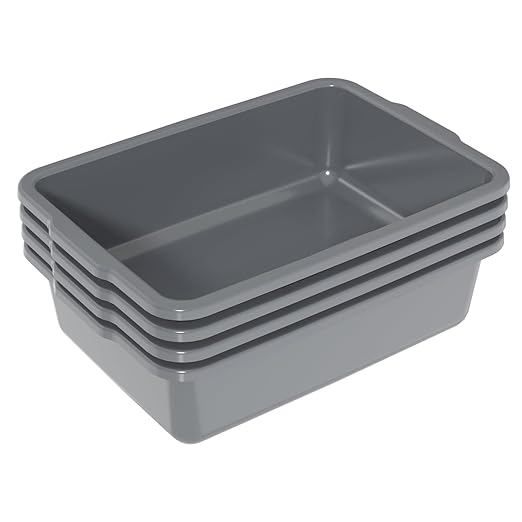 24 L Plastic Bus Box Commercial Plastic Restaurant Bus Tubs Gray 4 Packs