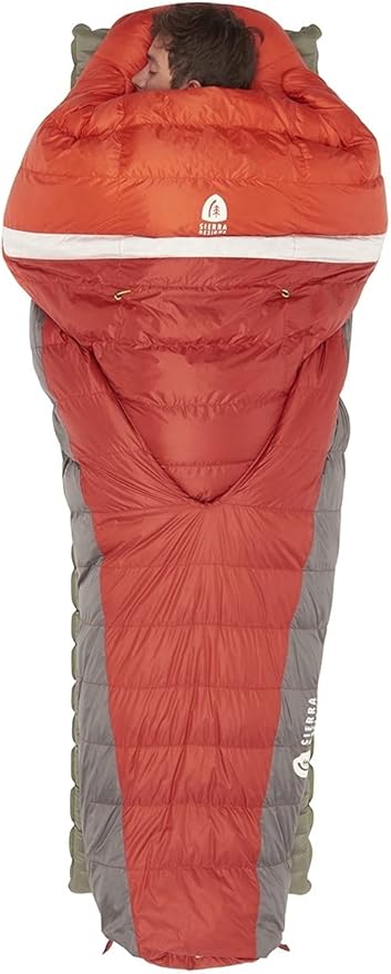 Sierra Designs Backcountry Bed 20 Degree Sleeping Bag with 650 Fill Dridown - Lightweight Zipperless Down Sleeping Bag for Camping &amp Backpacking -Men Women &amp 2 Person