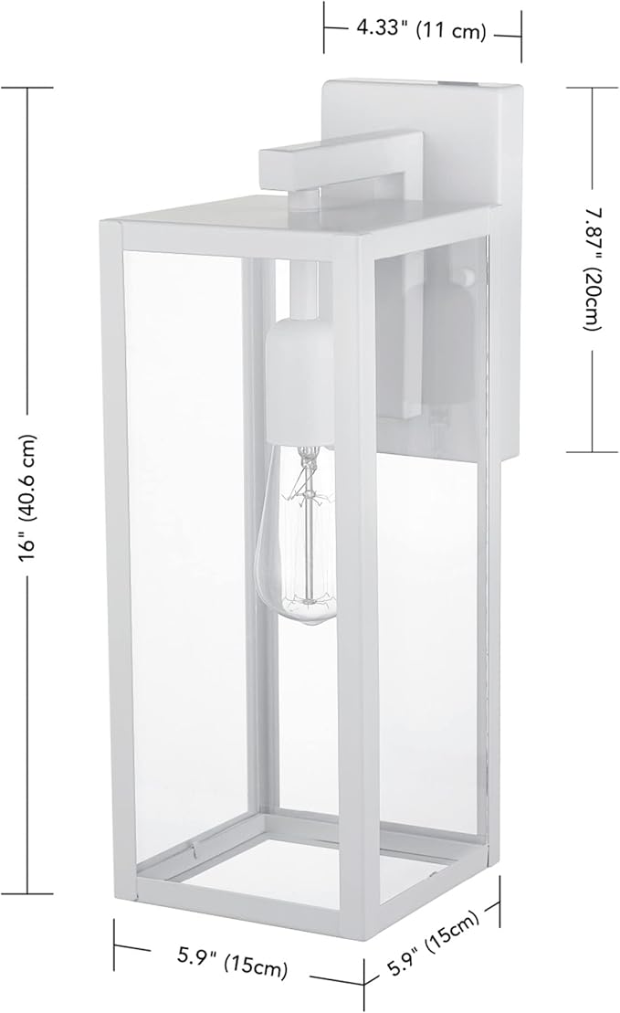 GLOBE Electric 44836 Bowery 1-Light Outdoor Indoor Wall Sconce Matte White Clear Glass Shade