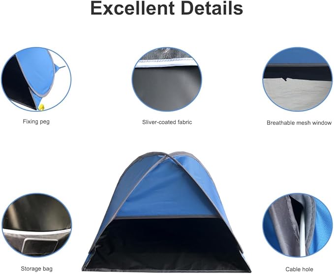 Small Pop Up Beach Tent with Meshed Window Portable Head Tent Beach Pet Shade for Small Dogs/Cats (Blue)