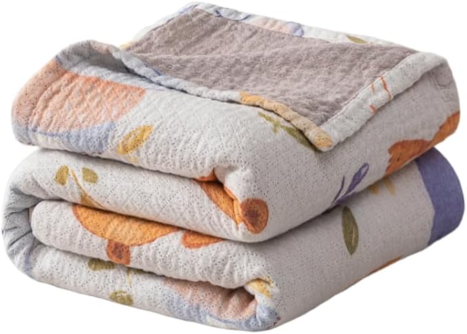 Bnitoam Animals 100% Cotton Bed Blanket Twin Size 60x80 3 Layer Muslin Blanket Cooling Breathable Lightweight Summer Gauze Throw for Hot Sleepers Adult Birthday Gift (Print Animals 60x80)