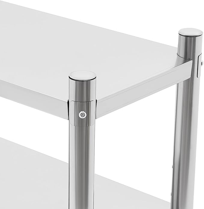 Stainless Steel Double Tier Overshelf 12 * 36in Commercial Heavy Duty Shelving Height Adjustable Shelf Storage for Prep &amp Work Table in Restaurant Home and Kitchen (12 * 36in)
