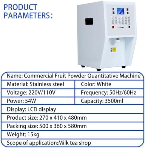 Automatic 3.5L Fruit Powder Dispenser for Fructose Syrup Coffee Powder and Sugar in Beverage Shops Efficient Dosing Machine for Smoothies and Drinks