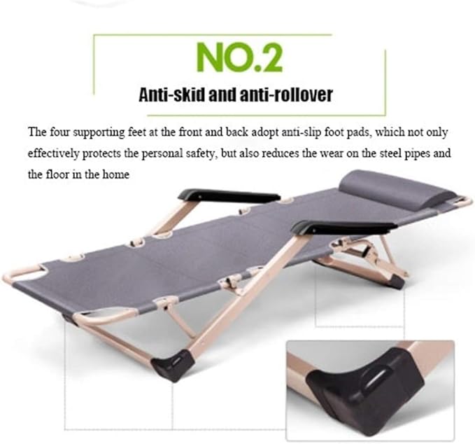 FWZJ Patio Lounge Chairs Sun Lounger Chair Recliner Nap Folding Beach Chair Lunch Break Nap Chair Leisure Folding Deck Chair Office Folding Bed Outdoor (Green)