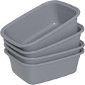 12 Quart Plastic Dish Tubs Grey Wash Basin 4 Packs