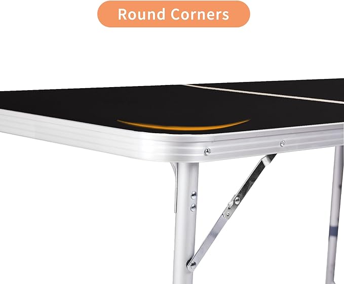 Portable Camping Table with Carrying HandleOutdoor Folding TableFolding Dining Tablefor Camping and Party (Black 2.3ft)