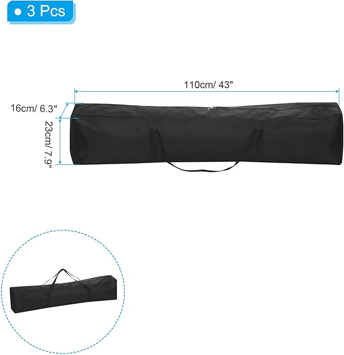 PATIKIL 43 Inch Camp Chair Replacement Bag 3 Pack Nylon Foldable Carrying Bag Zippered Bag with Shoulder Strap for Camping Tent Travel Black