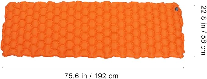 Inflatable Camping Tent Mat Waterproof Sleeping Pad Portable Air Mattress Lightweight Outdoor Sleeping Cushion for Hiking Backpacking Travel (192x58x6cm Orange)