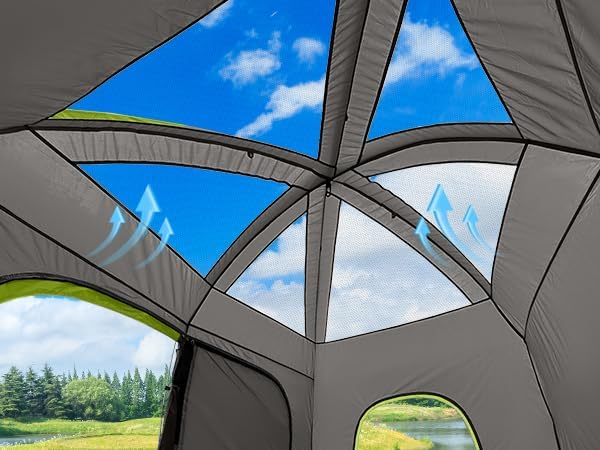 CAMPROS CP Upgraded 6/8 Person Camping Tents Waterproof Windproof Family Tent with Larger Mesh Windows &amp Door Double Layer Easy Set Up All-Season Dome Tent with Top Rainfly &amp Carry Bag
