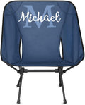 Custom Dark Blue Portable Camping Chair Personalized Backpacking Chair with Name Lightweight Foldable Chairs for Hiking Beach