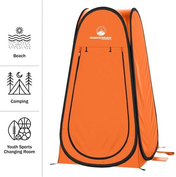 Wakeman Pop Up Changing Tent 3.3 x 3.3 x 6.2ft Camping Shower Tent for Portable Toilet Stall or Dressing Room with Carry Bag for Camping Beach or Tailgate Polyester