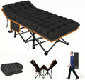 DEYUI Portable Adult Sleeping Bed Frame with Mattress | 755/655/55/455/355 lbs Weight Capacity Foldable Guest/Camping Bed Ideal for Teenagers and Adults (555lbs Black Set with Mattress)