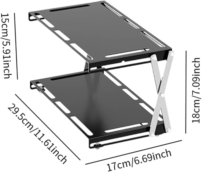 Camping Foldable Storage Rack Outdoor Tabletop Camping Stand Portable Easy to Install Cookware Storage Rack for Barbecue Double Layers