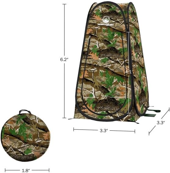 Wakeman Pop Up Changing Tent 3.3 x 3.3 x 6.2ft Camping Shower Tent for Portable Toilet Stall or Dressing Room with Carry Bag for Camping Beach or Tailgate Polyester