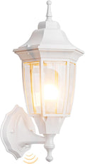 EMART Dusk to Dawn Outdoor Porch Light Exterior Anti-Corrosion Waterproof Aluminum &amp Glass Shades Wall Lamp Fixture Modern Sconce Lantern for Yard House Garage - 1 Pack White （Bulb Included）