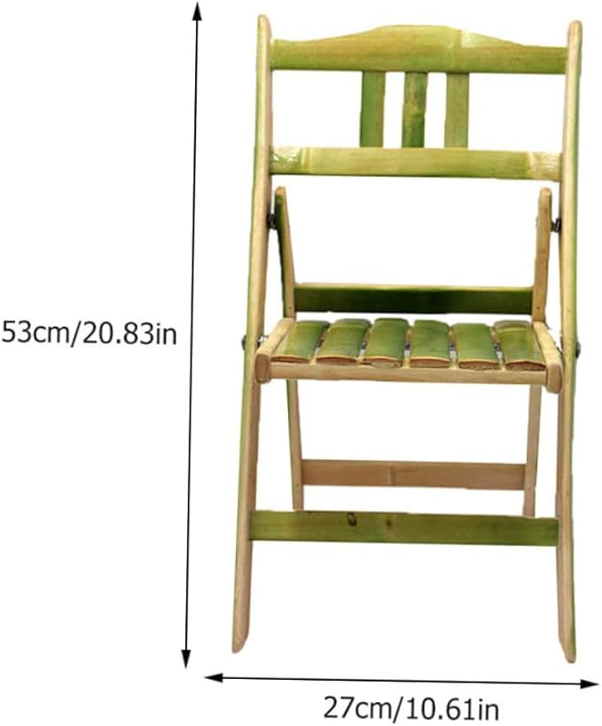 Mikikit Natural Bamboo Folding Stool with Backrest Lightweight Space-Saving Chair for Home Outdoor Use for Students and Crafts Easy No-Install Design