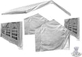 12x20 Party Tent Replacement Canopy Tarp Set Side Paneling and Valanced Top Set Replacement Tarp Kit Carport/Party Tent Top &amp Side Wall Set 3 Window Side Wall Replacement Tarps White 5pc