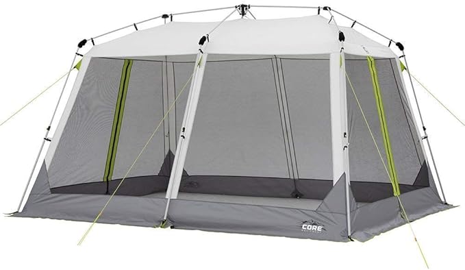 CORE 12'x10' Instant Screen House | Folding and Portable Large Pop Up Canopy Shelter with Included Carry Bag | Perfect for Family Camping Outdoor Picnic Backyards BBQ Tailgate Patio and Party