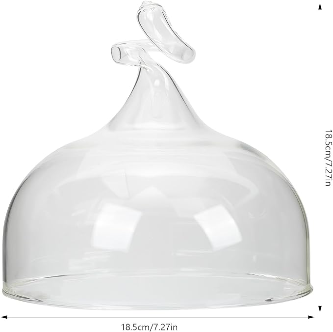Glass Cake Cover Dome 20cm Height 18.3cm Diameter Smoke Glass Food Protective Lid Household Cake Display for Bakery and Restaurant Use
