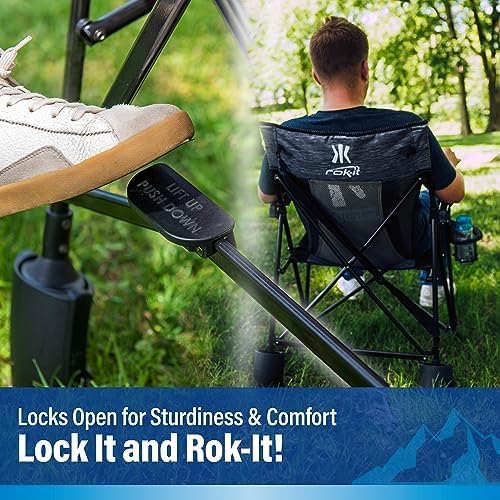 Kijaro Rok-it Rocking Camp Chair - Enjoy The Outdoors with a Rocker Camp Chair - Multipurpose Portable Rocking Chair Folding Chair Lawn Chair and Sports Chair - Maldives Blue