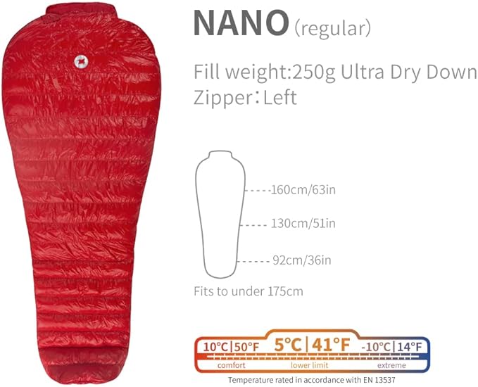 Nano 5 Degree 700FP Ultra Dry Goose Down Sleeping Bag Ultralight Outdoor Camping Hiking Sleeping Bag for Men &amp Women