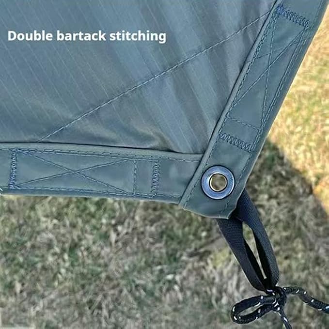 16x16 ft Large Camping Tarp with Poles Waterproof Hammock Rain Fly Camping Awning Sun Shelter (Green Without Poles)