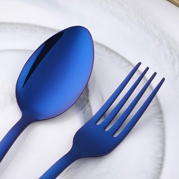 Buyer Star 20-Piece Blue Silverware Flatware Set for 5 Light Weight Cutlery Sets for Travel Camping Hand Polish Dishwasher Safe