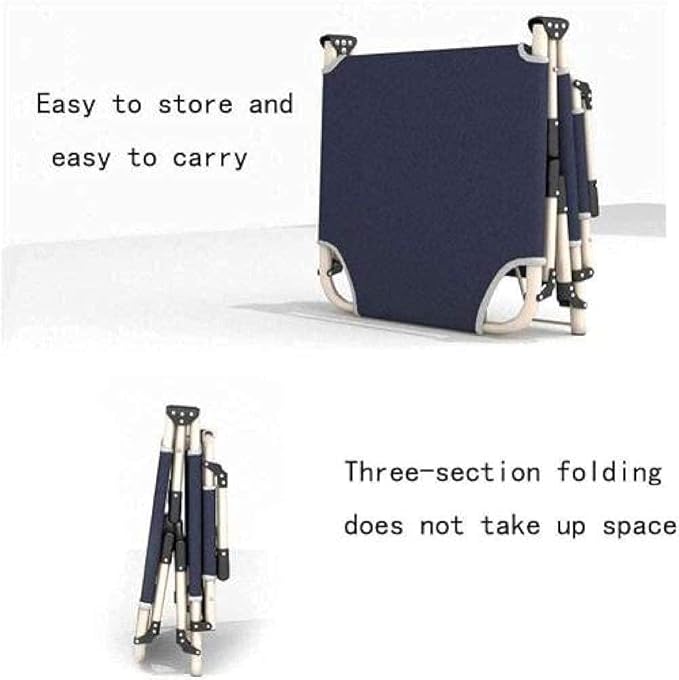 FWZJ Reclining Zero-Gravity Recliner Folding Garden Chair Portable Deck Chair Adjustable Backrest Outdoor Camping Beach-Blue + Thick Green Pad-Teslin Qing (Blue + Thick Black