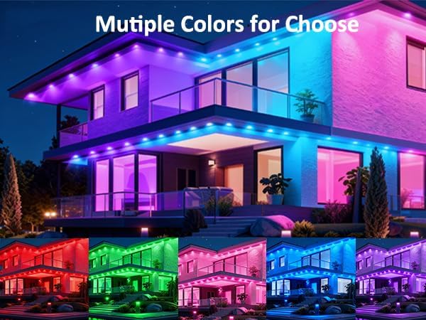 RGB Permanent Outdoor Lights 500FT Smart LED Eaves Lights with APP &amp Remote Control IP67 Waterproof Outdoor String Lights for Christmas HalloweenParty Garden Patio House Decor(2 Rolls of 25