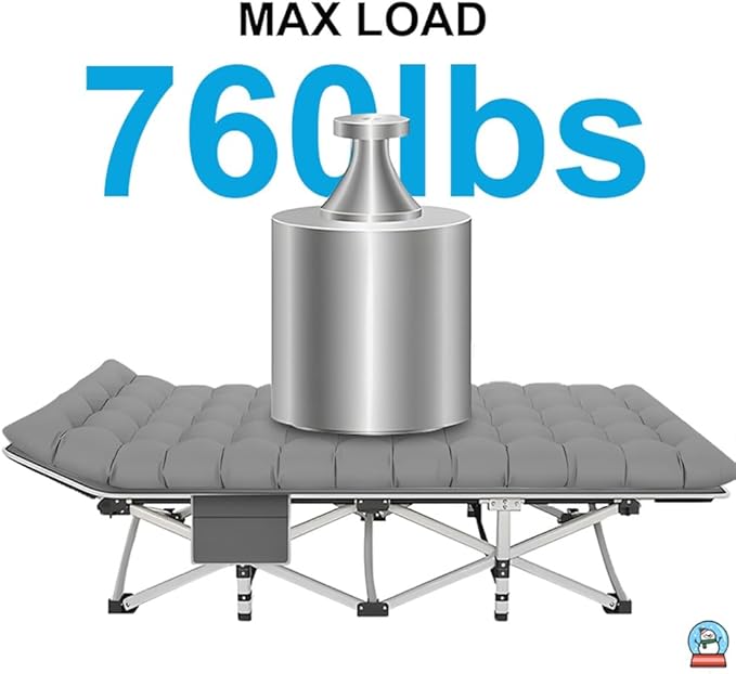 Camping Bed with Mattress Maximum Load Capacity 560-760 pounds can be Used as Travel Equipment Office Lunch Break Beach Vacation and Family Leisure (75in-760lbs)