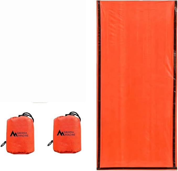 Sierra Madre Emergency Sleeping Bag – Ultralight Waterproof Mylar Thermal Bivy Sack Tent for Hiking Bug-Out Bags Survival Kits