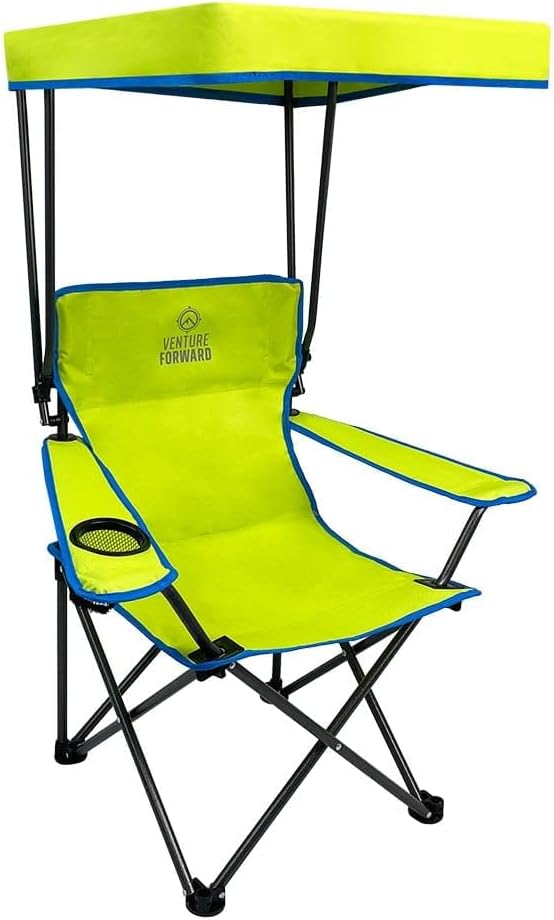 Youth Outdoor Canopy Chair with Adjustable Shade Folding Kids Camping Chair with Cup Holder and Carry Bag Portable Beach Sports and Backyard Seating