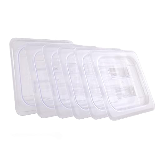 6-Pcs Food Pan Lid 1/6 Size Clear Polycarbonate Hotel Pan Cover with handle