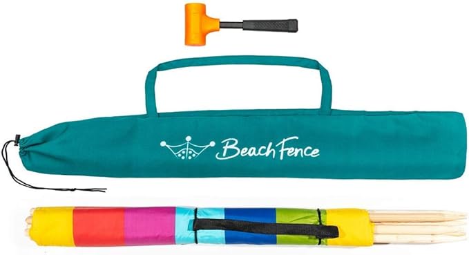 Premium 20 ft Beach Windscreen Privacy Screen Wind Blocker - Beach Colors Free Rubber Mallet and Carry Bag Included