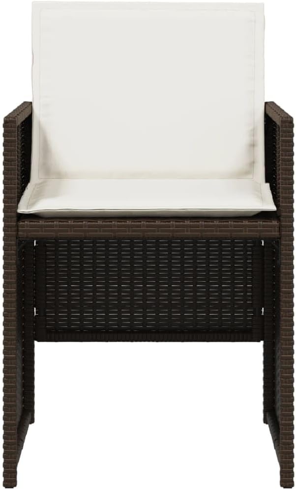 Patio Chairs with Cushions Set of 4 Brown Poly Rattan Outdoor Lounge Chairs Comfortable Garden Chairs with Foldable Backrest and Removable Cushions for Patio Furniture Lawn and Garden Use