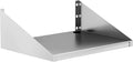 Stainless Steel Microwave Shelf Wall Mount Commercial 430 Steel Metal Rack Heavy Duty 150 lbs Floating Shelving Cord Management Hole for Kitchen Laundry Garage 24x18