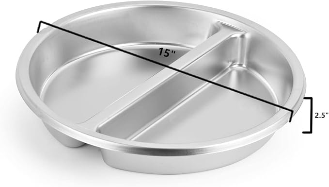 2 Pack ChefQ 2.5 Inch Deep Round Divided Food Pan for 6 Qt Chafing Dish Anti-Jam Stainless Steel Steam Table/Hotel Pan Round Sectional