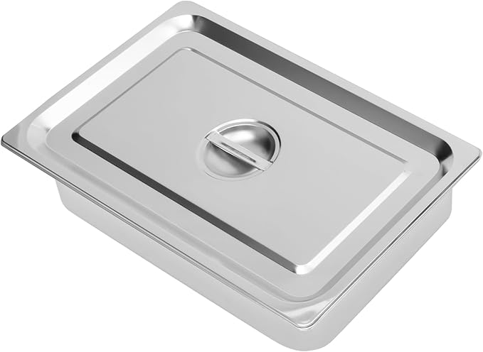 Steam Table Pans with Lids Set of 4 20x12x4 Inch Hotel Pans 2.38 Gallon 201 Stainless Steel Food Pans One-Piece Design Dishwasher Oven Safe for Restaurant Catering Buffet