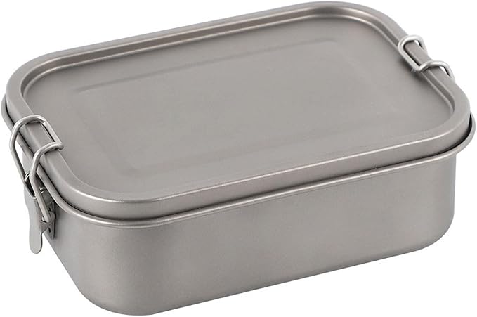 800ml Titanium Lunch Box with Leak-Proof Lid Camping Cookware Lightweight Outdoor Cooking Pan for Backpacking Hiking Picnic &amp Travel RT038T (without handle)