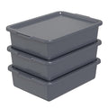 Ramddy 3-Pack 13 L Plastic Commercial Bus Tub with Lid Grey Bus Box Restaurant