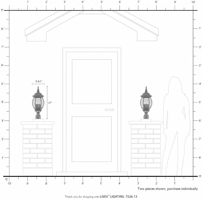 Livex Lighting 7526-14 Frontenac Traditional 3-Light Outdoor Post Top Light with Clear Beveled Glass Shades 22 x 8 x 22 Black
