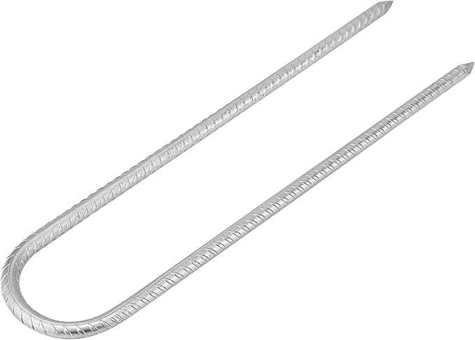 20pcs 12 Inch U Rebar Stakes U Shape Ground Anchor Pegs Stakes Trampoline Galvanized Stake for Camping Tent