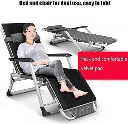 FWZJ Sun Lounger Patio Folding Beach Garden Camping Fishing Recliner Chair Adjustable Detachable Headrest Pool/Outdoor Recliner Supporting 400 kg (Black)