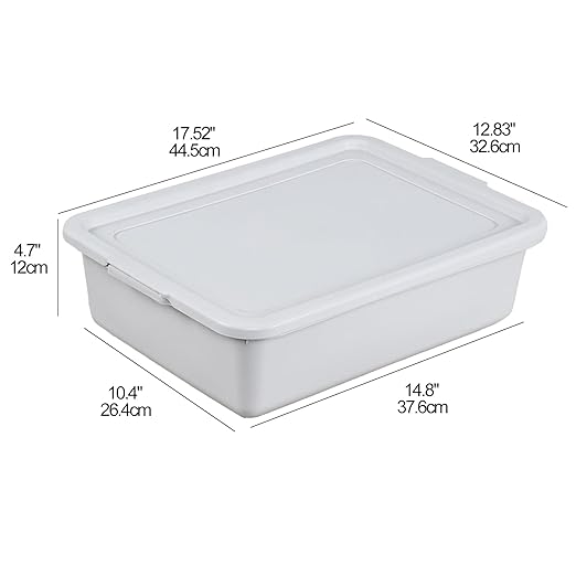Kiddream 13L Bus Totes with Lid Plastic Dish Tub Restaurant Bus Tray Grey 12 Pack
