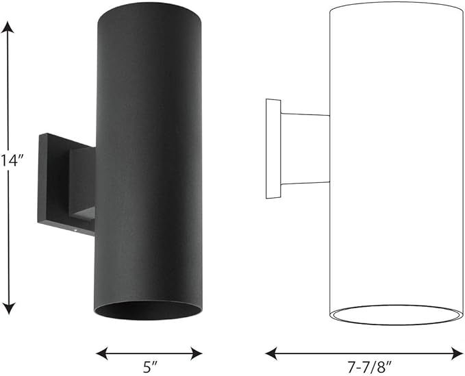 Cylinder Collection 5 Modern Outdoor Up/Down Wall Lantern Light Black