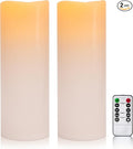 5 x 14 White Large Waterproof Outdoor Flameless Candles Battery Operated LED Flickering Pillar Candles with Remote and Timer for Indoor Outdoor Lanterns Long Lasting Set of 2