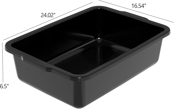 Sandmovie 4 Packs Commercial Restaurant Bus Tub Large 32 L Plastic Bus Boxes Black