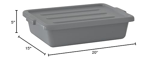 6-Pack 20 x 15 x 5 6.5 Gallon Gray Polypropylene Plastic Bus Tub/Bus Box with Cover